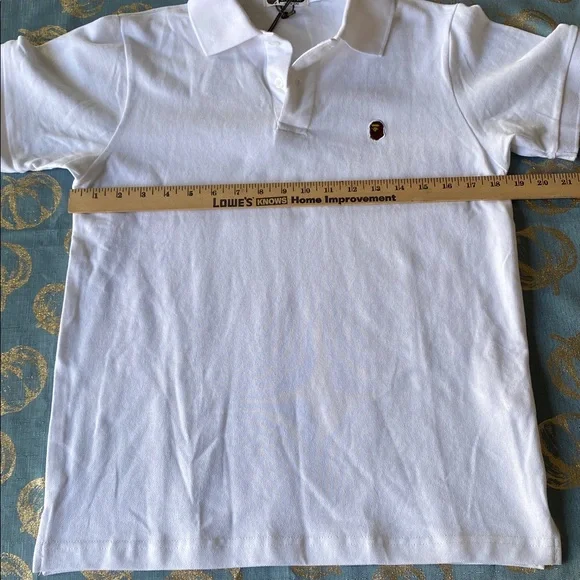 A Bathing Ape White Polo T-Shirt - Boy’s Medium - Picture 5 of 13